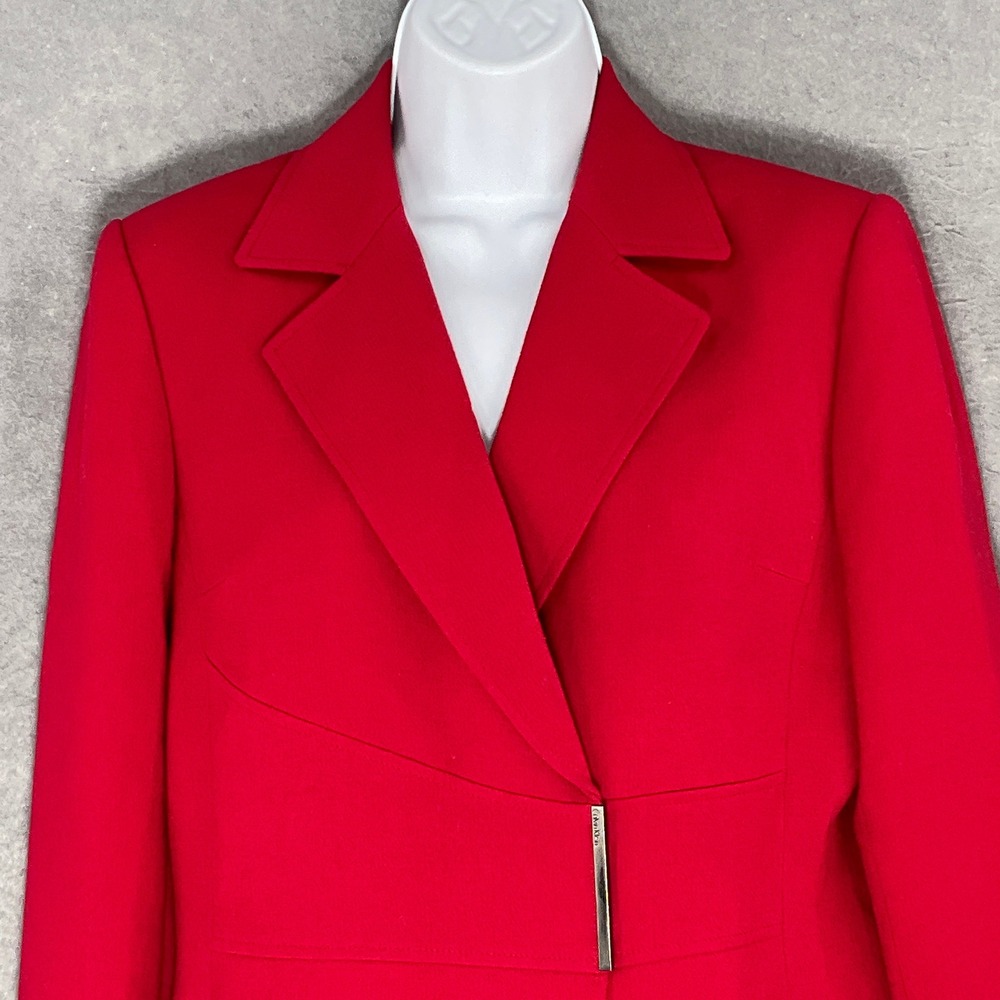 Calvin Klein Red Stretch‎ Blazer Jacket Women's Size 6 Career Office - Picture 4 of 16